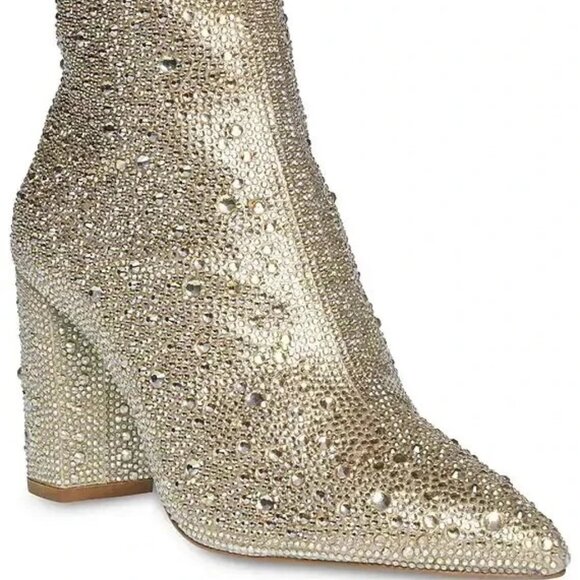 Betsey Johnson Cady Rhinestone Embellished Booties Light Gold Size 10M MSRP $119 - Picture 1 of 6